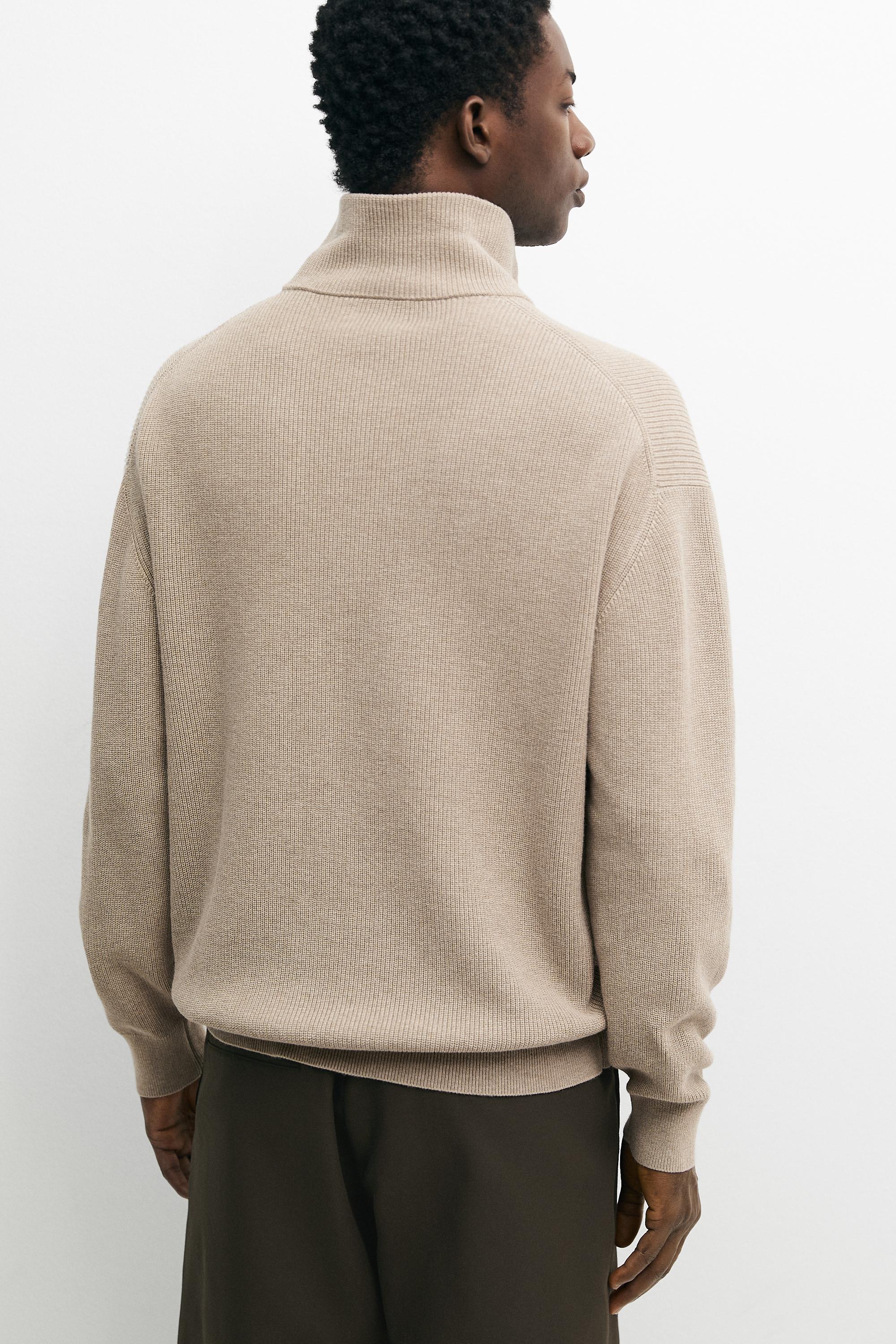 100% cotton mock neck knit sweater